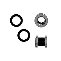 Black Silvertone Tunnel Plugs