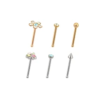 Multi-Pack Assorted Pronged Nose Pins 6 Pack -  20 Gauge