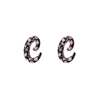 Acrylic Pink and Black Floral Spiral Tapers
