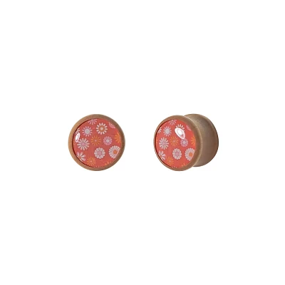 70's Wood Flower Plugs