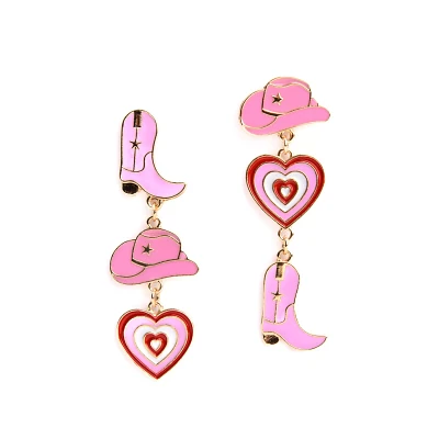 Cowgirl Heart Boot and Hat Dangle Earrings