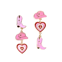 Cowgirl Heart Boot and Hat Dangle Earrings