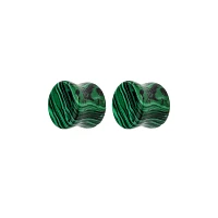 Green and Black Malachite Stone Plugs