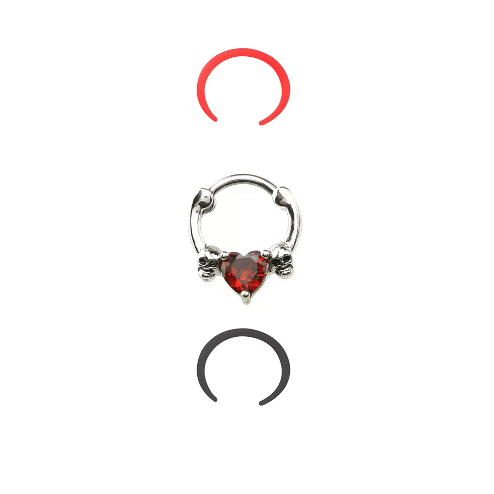 Multi-Pack CZ Heart Septum Clicker and Retainers 3 Pack- 16 Gauge
