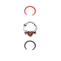 Multi-Pack CZ Heart Septum Clicker and Retainers 3 Pack- 16 Gauge