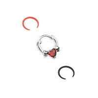 Multi-Pack CZ Heart Septum Clicker and Retainers 3 Pack- 16 Gauge