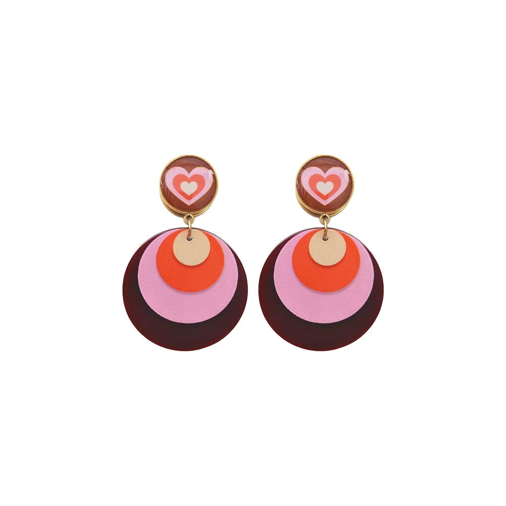 Retro '70s Heart Dangle Earrings