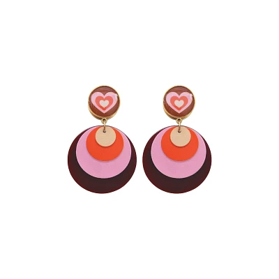 Retro '70s Heart Dangle Earrings