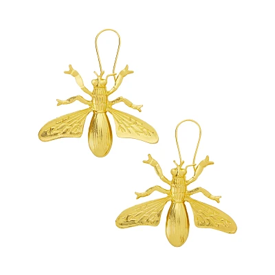 Gold-toned Fly Dangle Earrings