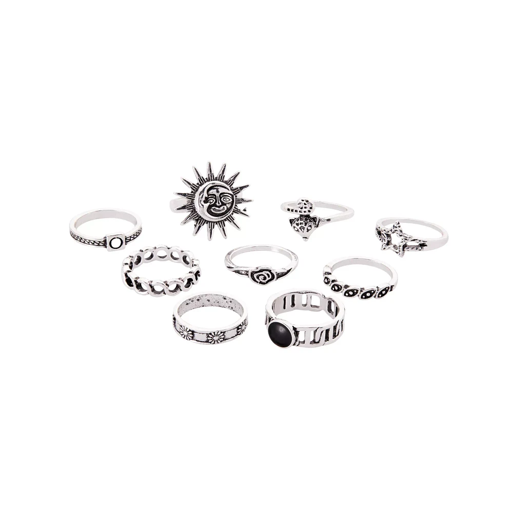 Multi-Pack Sun Rose Star Assorted Rings - 9 Pack