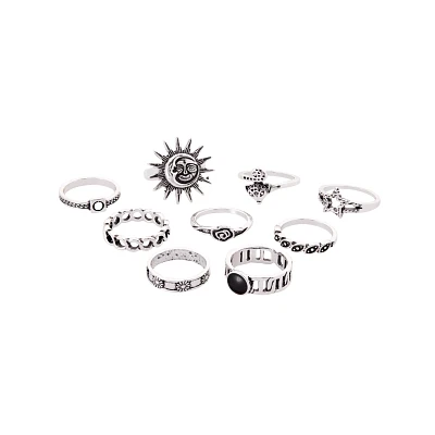 Multi-Pack Sun Rose Star Assorted Rings - 9 Pack