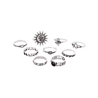Multi-Pack Sun Rose Star Assorted Rings - 9 Pack