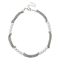 Mismatch Pearl-Effect and Chain Necklace
