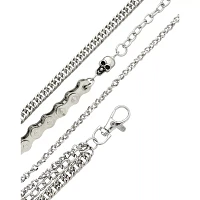 Skull and Curb Chain Triple Row Wallet Chain