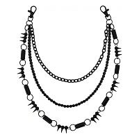 Black Spike and Coil Curb Chain Triple Row Wallet Chain