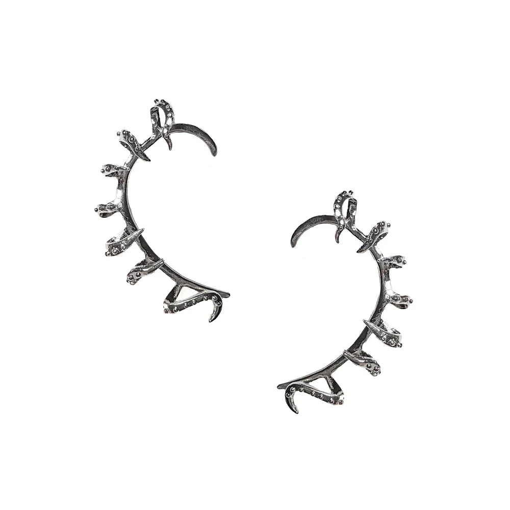 CZ Silvertone Tentacle Ear Cuffs