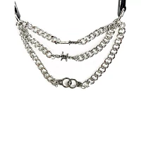 Dagger Barbed Wire and Handcuff Triple Row Chain Choker Necklace