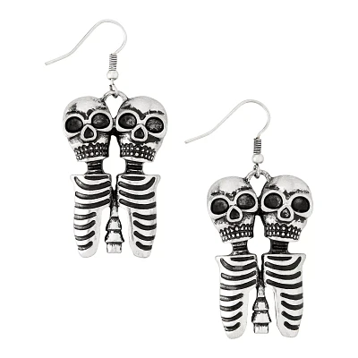 Two-Headed Skeleton Dangle Earrings