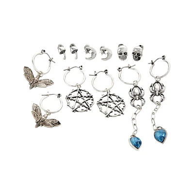 Multi-Pack Pengagram Moth Spider Skull Earrings - 6 Pack