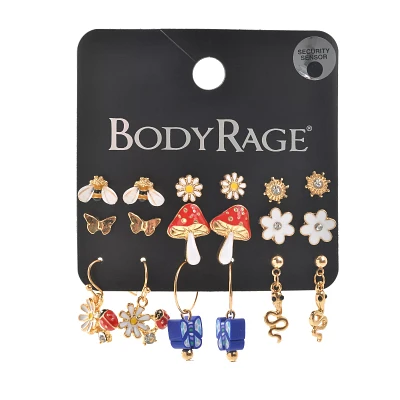 Multi-Pack Mushroom Snake Butterfly Assorted Earrings - 9 Pack