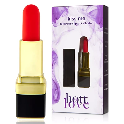 Kiss Me 10-Function Waterproof Rechargeable Lipstick Vibrator 3.6 Inch - Hott Love