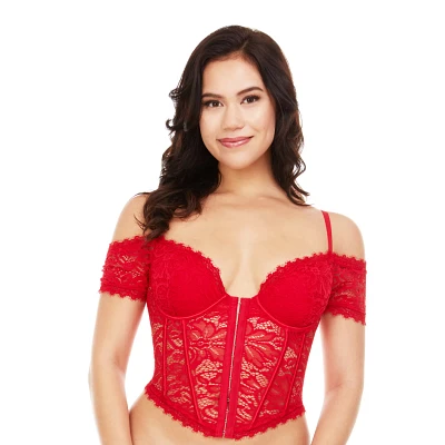 Red Lace Bustier with Sleeves