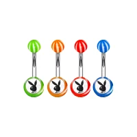 Multi-Pack Striped Playboy Bunny Belly Rings 4 Pack - 14 Gauge