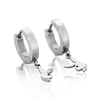 Multi-Pack CZ Playboy Bunny Hoop Huggie Dangle Earrings - 3 Pack
