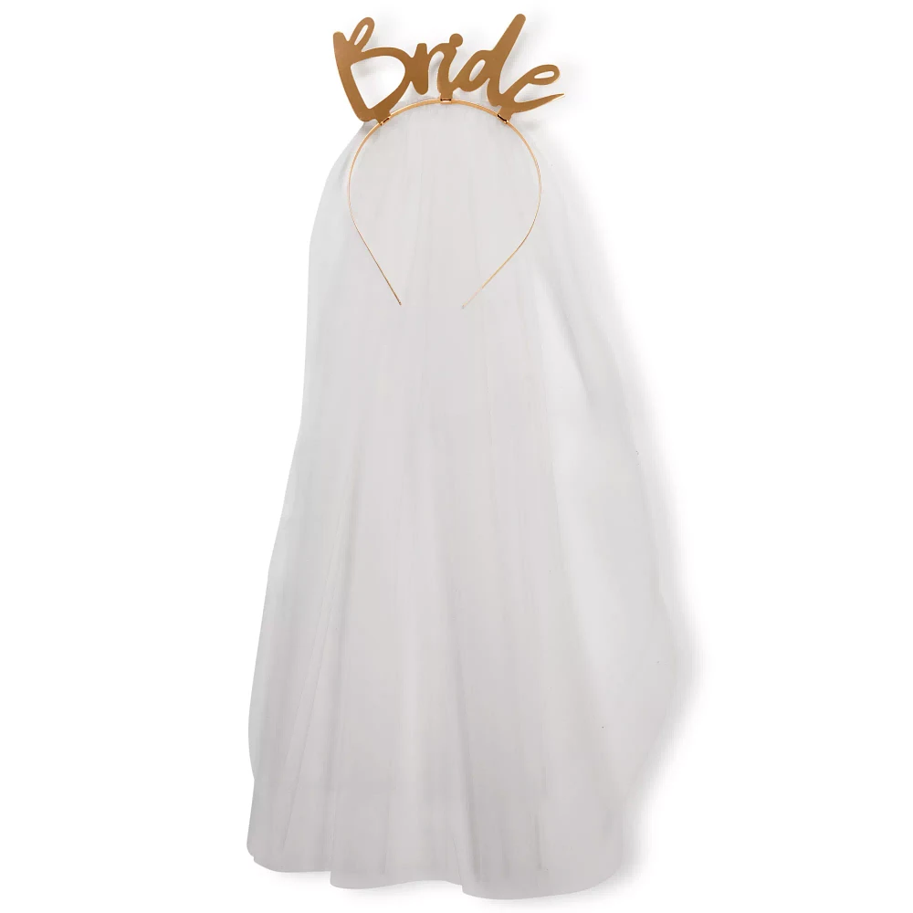 Gold Bride Headband with Veil