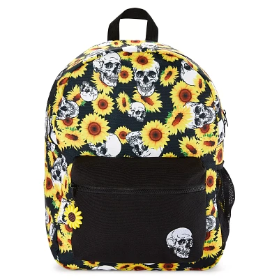 Black Sunflower and Skull Backpack