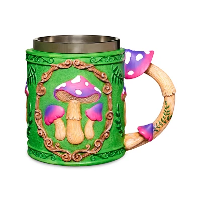 Green and Purple Mushroom Coffee Mug - 13.5 oz.