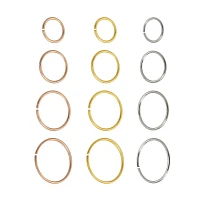 Multi-Pack CZ Hoop Nose Rings 12 Pack - 22 Gauge