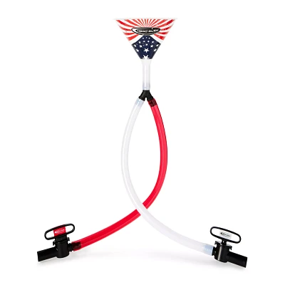 USA Double Header Beer Bong - 32 Inch Red White and Blue
