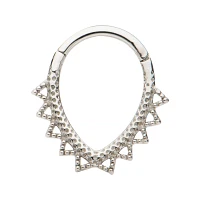 Silvertone Oval Spike Septum Ring - 16 Gauge