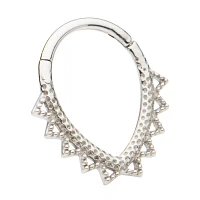 Silvertone Oval Spike Septum Ring - 16 Gauge