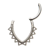 Silvertone Oval Spike Septum Ring - 16 Gauge