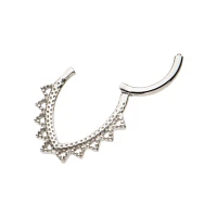 Silvertone Oval Spike Septum Ring - 16 Gauge
