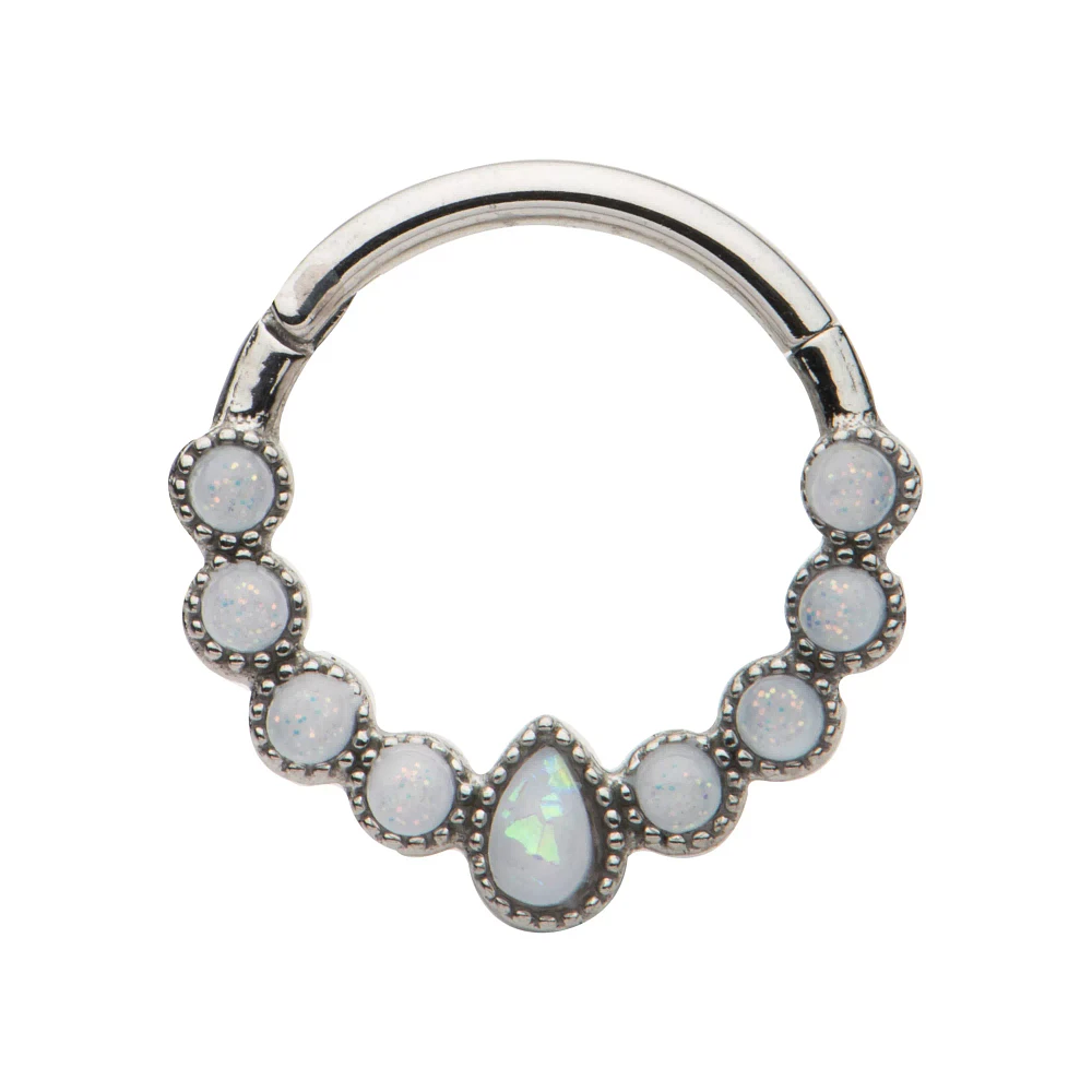 Opal-Effect Clicker Septum Ring - 16 Gauge
