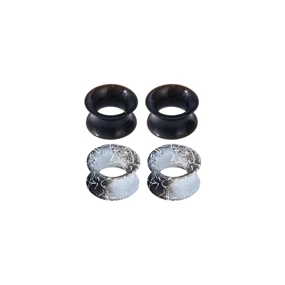 Muti-Pack Black and White Splatter Tunnel Plugs - 2 Pair