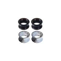 Muti-Pack Black and White Splatter Tunnel Plugs - 2 Pair