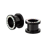 CZ Aurora Borealis-Effect Screw Fit Tunnels
