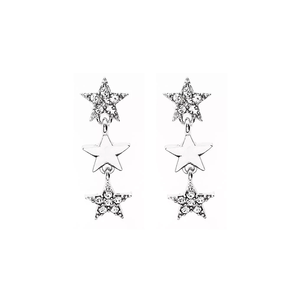 CZ Three Star Dangle Earrings- 20 Gauge