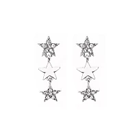 CZ Three Star Dangle Earrings- 20 Gauge