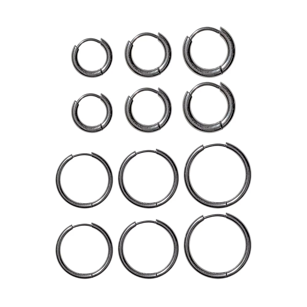 Silvertone Hoop Earrings 6 Pack