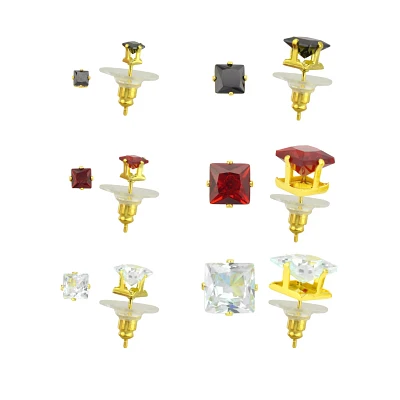 Multi-Pack Goldtone CZ Stud Earrings - 6 Pair