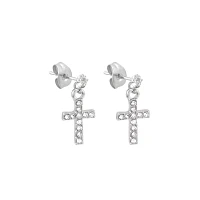 CZ Cross Stud Dangle Earrings