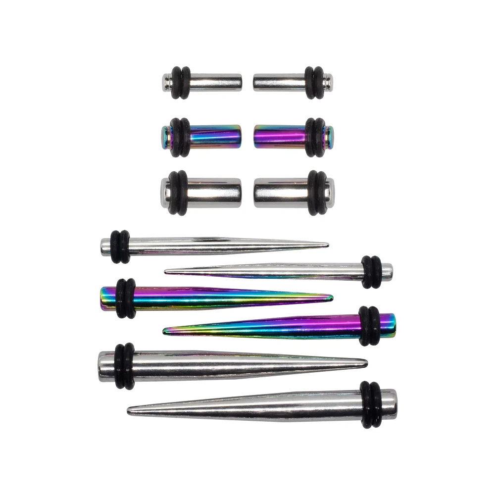 Multi-Pack Silvertone and Rainbow Plugs and Tapers - 6 Pair