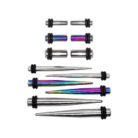 Multi-Pack Silvertone and Rainbow Plugs and Tapers - 6 Pair