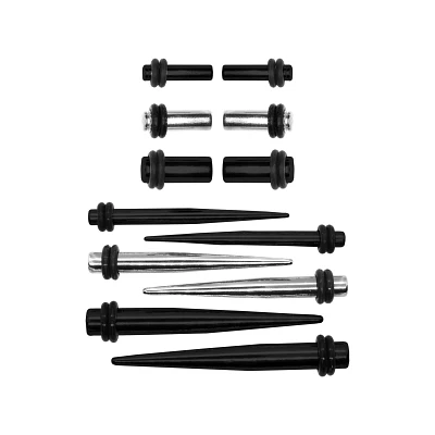 Multi-Pack Black and Silvertone Plugs and Tapers - 6 Pair