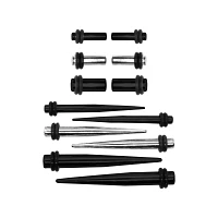 Multi-Pack Black and Silvertone Plugs and Tapers - 6 Pair